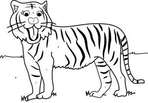 300x209 Tiger Coloring Numbers Kids Girls Boys Children Tiger Coloring