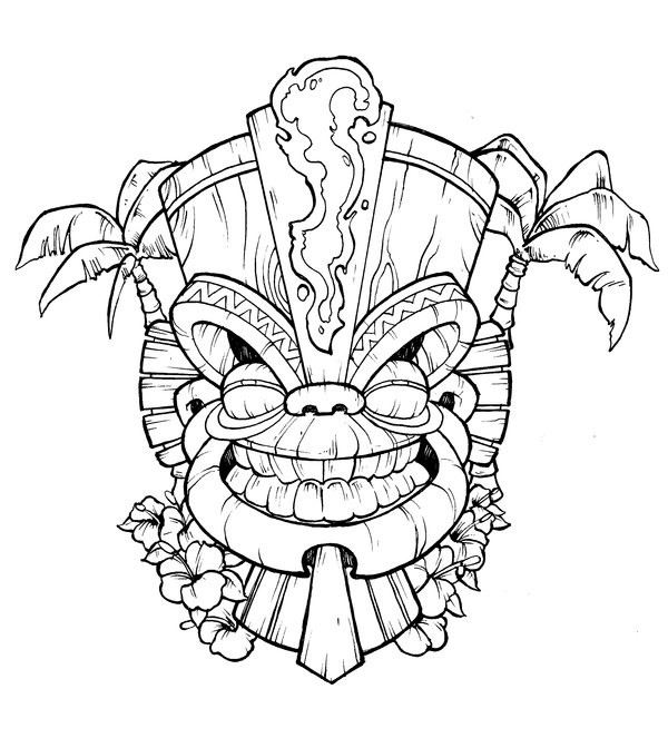 600x672 Tiki Mask Drawing