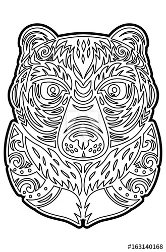 Polynesian Tiki Totem Bear Mask. Coloring Page 329x500 Polynesian Tiki Totem Bear Mask. Coloring Page