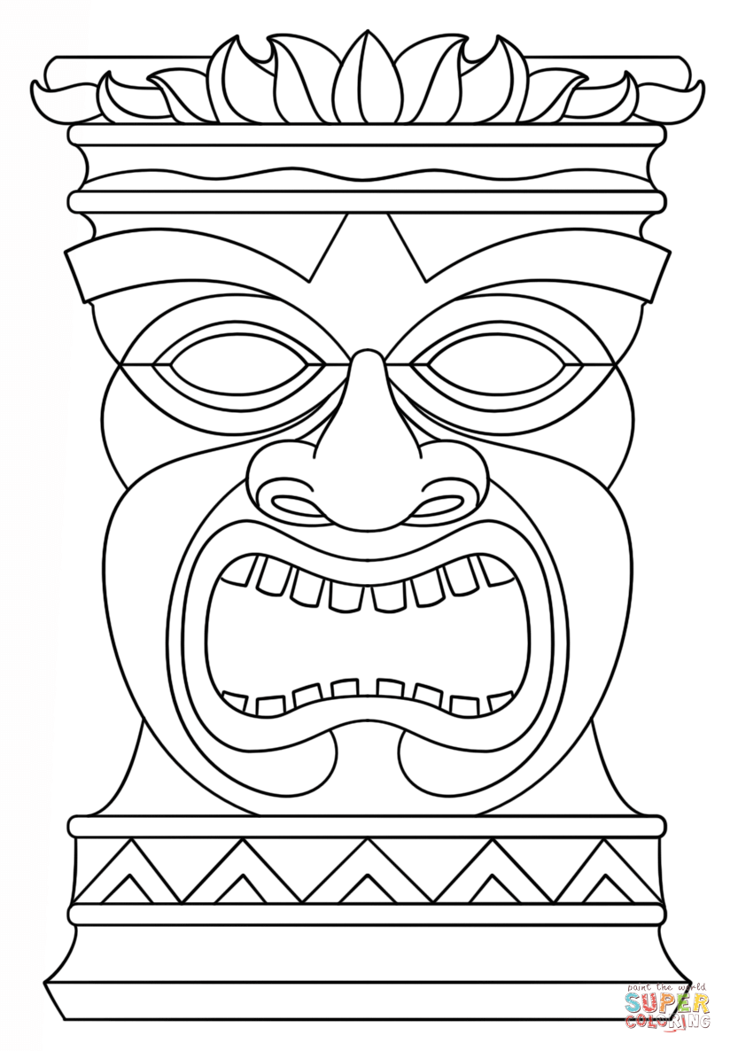 Hawaiian Tiki Masks Coloring Pages Tiki Masks 824x1186 Hawaiian Tiki Masks Coloring Pages Tiki Masks