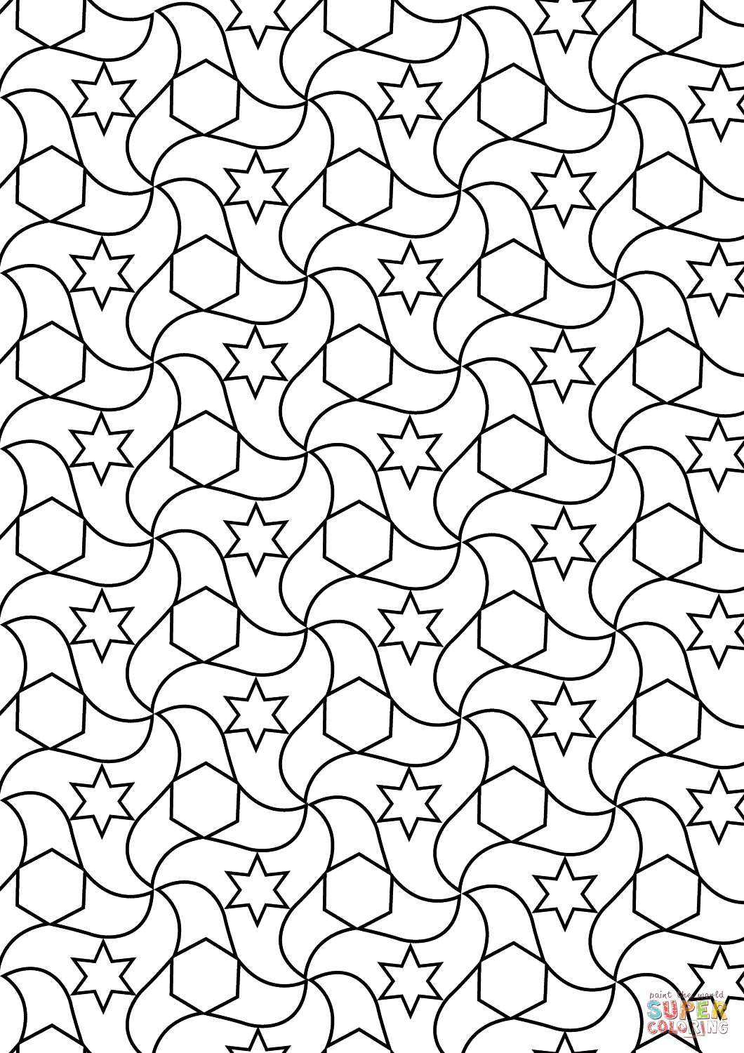 Islamic Art Coloring Pages Alhambra Tessellations Coloring Page 1060x1500 Islamic Art Coloring Pages Alhambra Tessellations Coloring Page