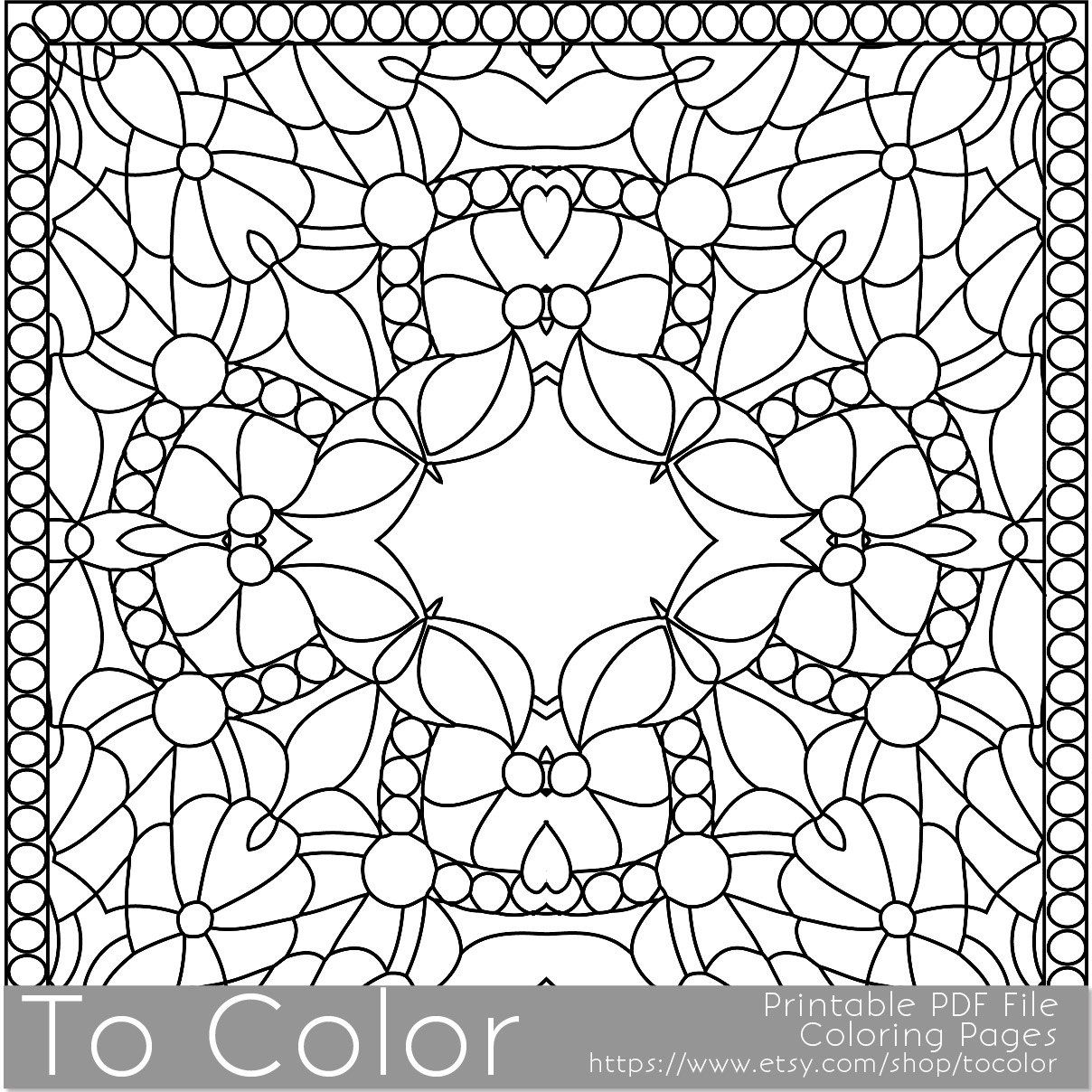 Printable Coloring Pages For Adults, Square Coloring Pattern, Pdf 1208x1208 Printable Coloring Pages For Adults, Square Coloring Pattern, Pdf