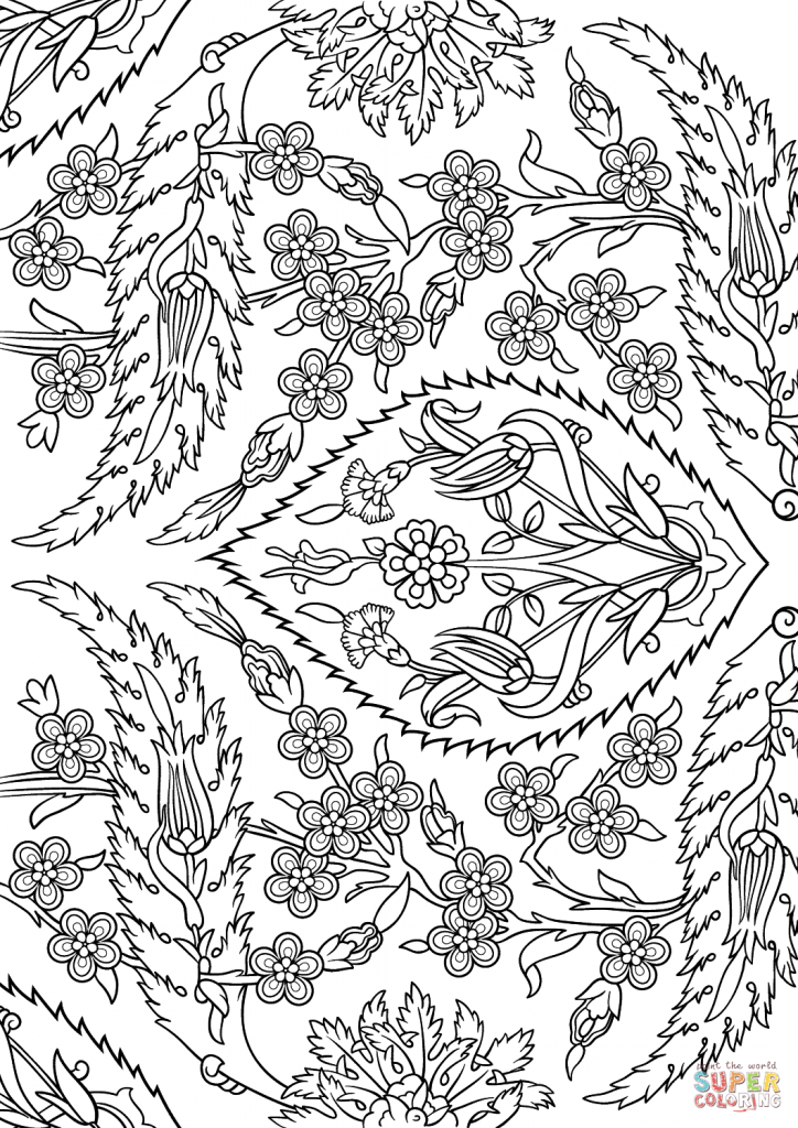Turkish Tiles Islamic Art Coloring Page 724x1024 Turkish Tiles Islamic Art Coloring Page