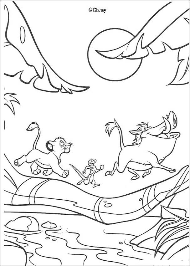 Simba, Timon And Pumbaa Playing In The Jungle Coloring Pages 607x850 Simba, Timon And Pumbaa Playing In The Jungle Coloring Pages