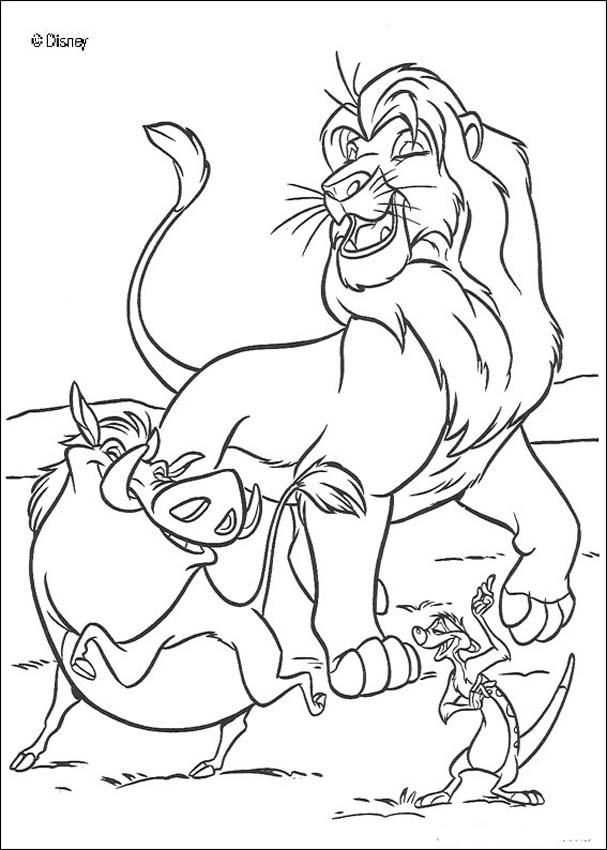 Singing Simba, Timon And Pumbaa Coloring Pages 607x850 Singing Simba, Timon And Pumbaa Coloring Pages