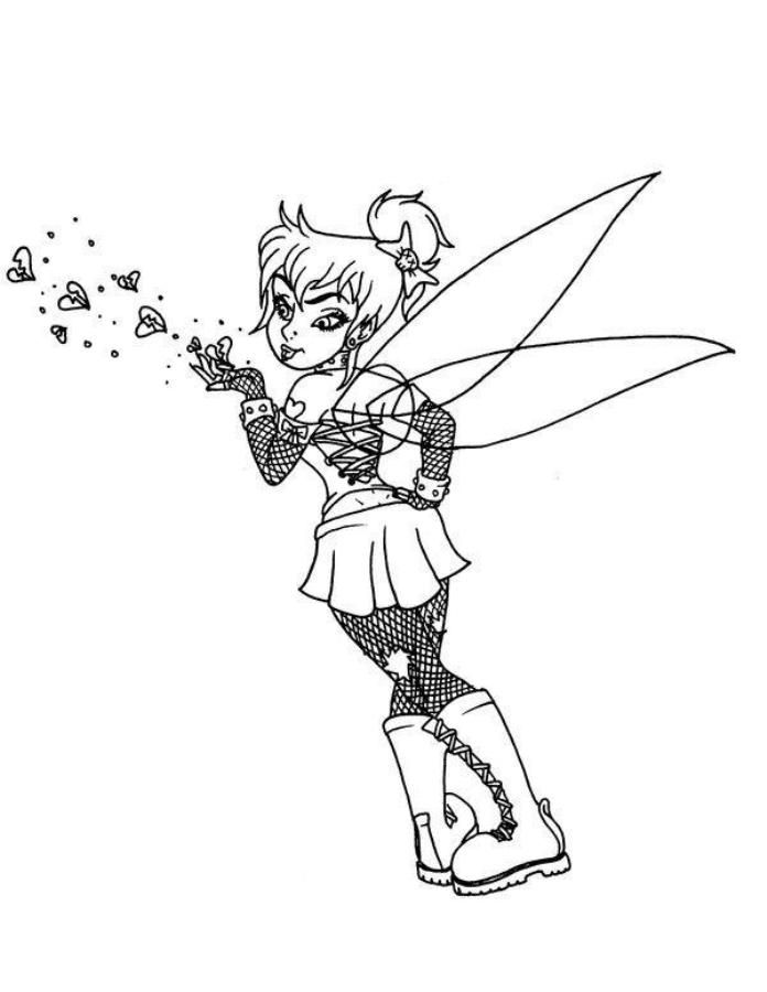 696x900 Gothic Style Tinkerbell Coloring Pages Them Fairy Stuffs