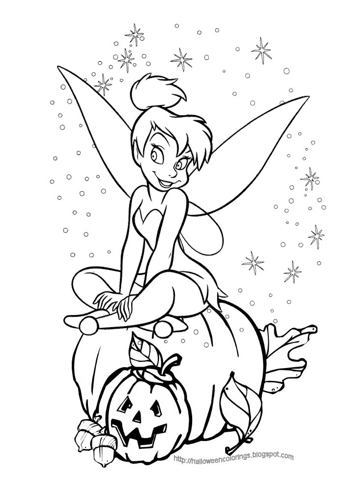 Disney Halloween Colouring Page Of Tinkerbell Sitting On A Carved 702x968 Disney Halloween Colouring Page Of Tinkerbell Sitting On A Carved