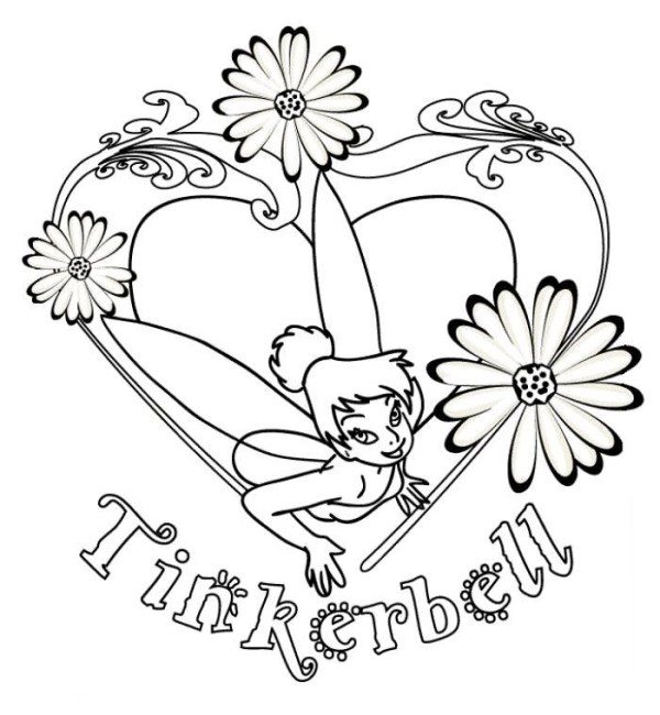 I Love Tinkerbell Coloring Page 600x650 I Love Tinkerbell Coloring Page
