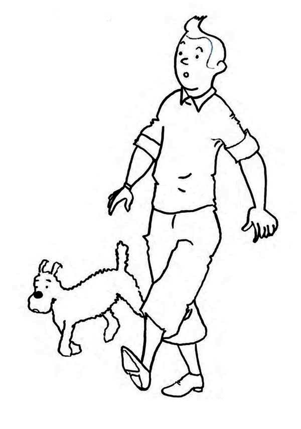 Tintin And Snowy In The Adventures Of Tintin Coloring Page 600x855 Tintin And Snowy In The Adventures Of Tintin Coloring Page