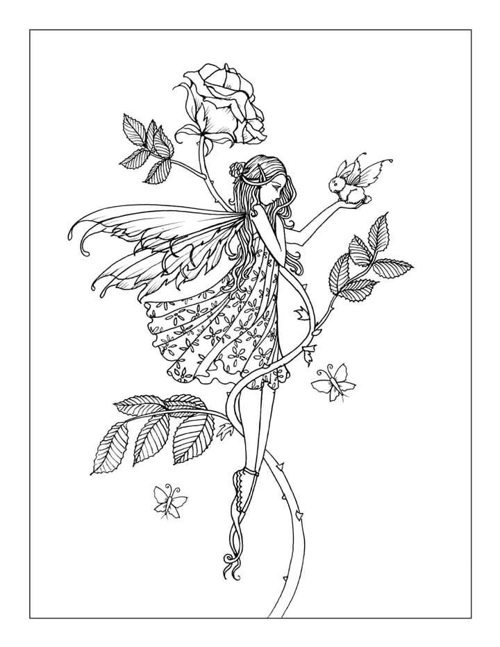 Free Rose Fairy With Tiny Winged Bunny Free Coloring Page By Molly 720x932 Free Rose Fairy With Tiny Winged Bunny Free Coloring Page By Molly