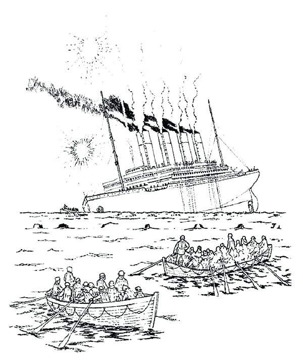 600x715 Titanic Coloring Pages Depiction The Sinking Of Titanic Coloring