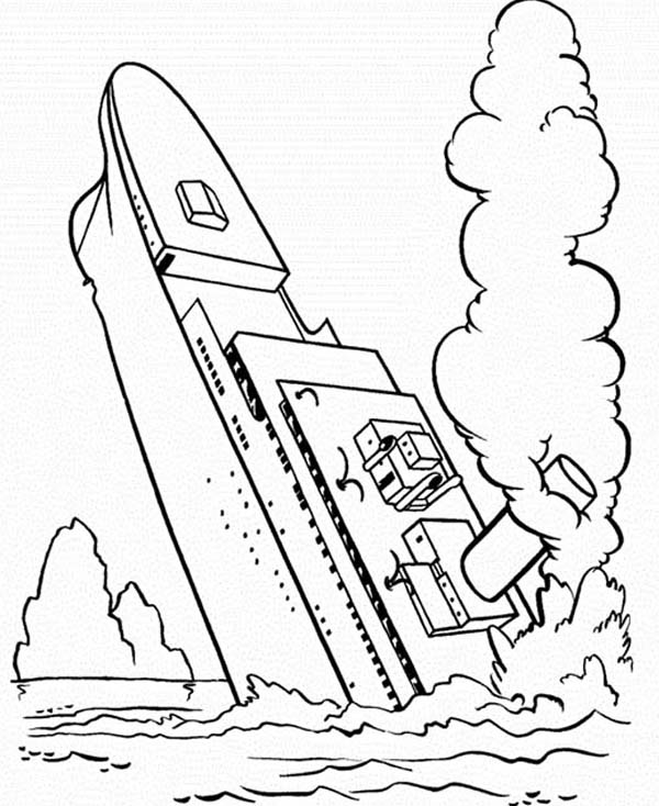 600x734 Titanic Half Sinking Coloring Pages Batch Coloring