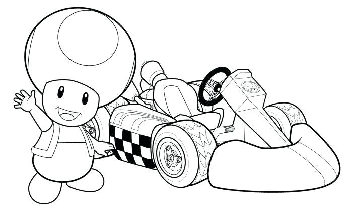 697x408 Coloring Page Mario Print Toad Kart Racing Coloring Pages
