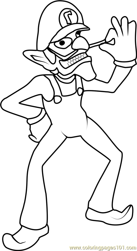 438x800 Waluigi Coloring Page