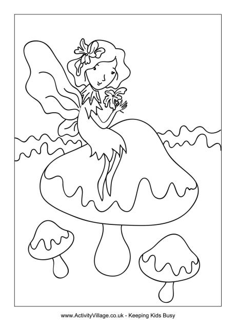 460x650 Toadstool Fairy Colouring Page