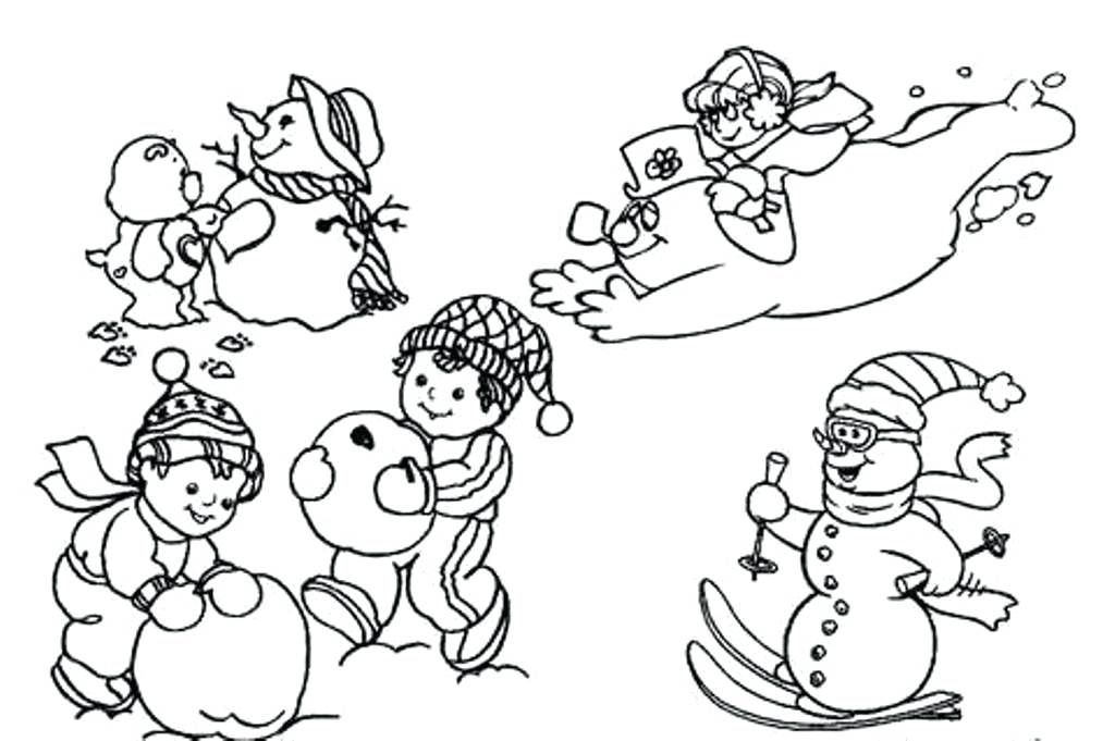 1024x681 Toddler Winter Coloring Pages Playing Snow For Kids In