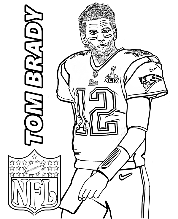 Tom Brady Coloring Page With American Football Player 600x740 Tom Brady Coloring Page With American Football Player