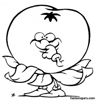 330x338 Printable Vegetable Tomato Face Coloring Page