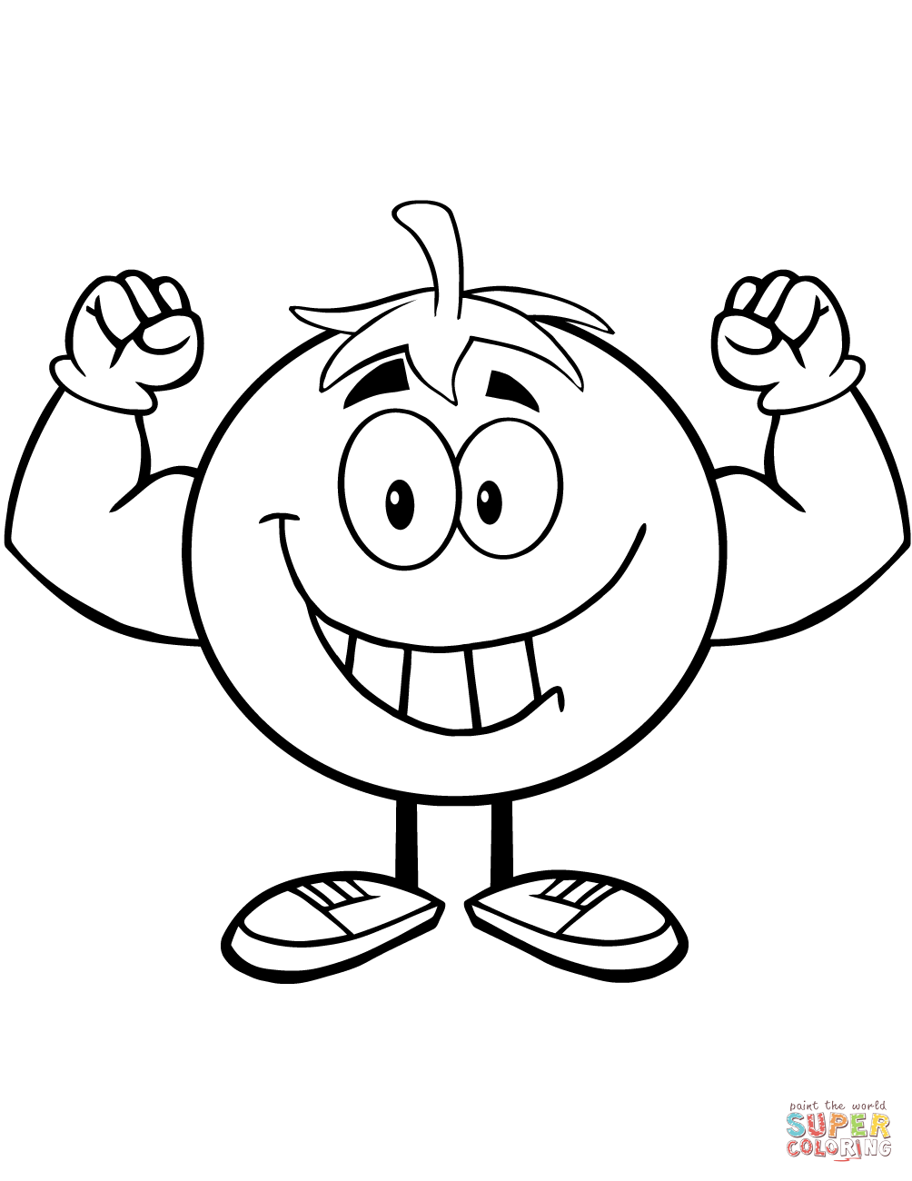 1004x1300 Cartoon Characters Coloring Pages Strong Tomato Mascot Character