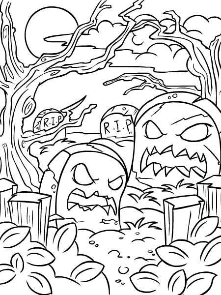 Coloring Colouring Haunted Woods Halloween Tombstone Tombstones 450x600 Coloring Colouring Haunted Woods Halloween Tombstone Tombstones
