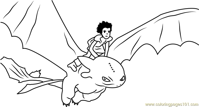 800x430 Hiccup Horrendous Flying With Toothless Coloring Page