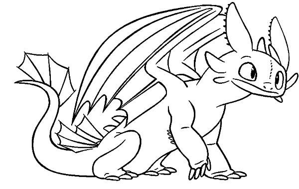 600x379 Toothless Sit Calmly In How To Train Your Dragon Coloring Pages