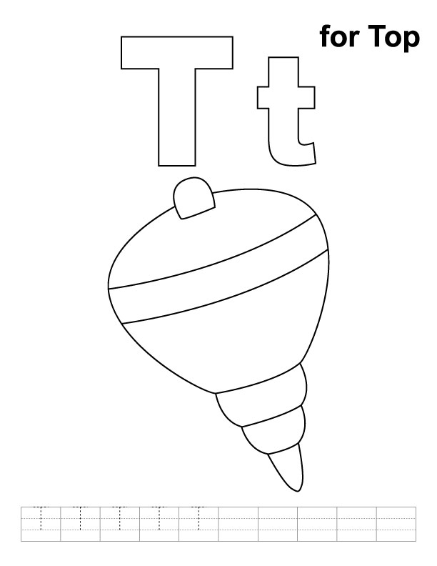 612x792 Top Coloring Page T For Top Coloring Page With Handwriting