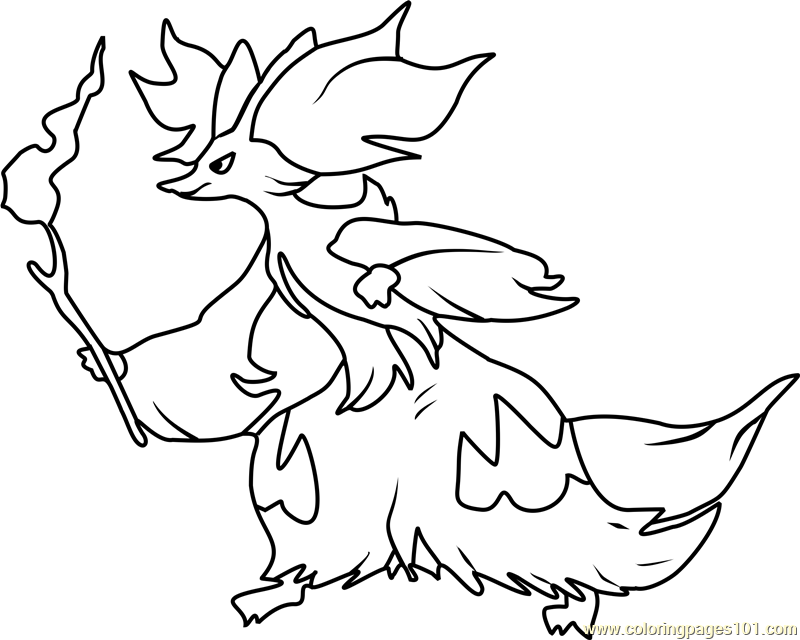800x640 Delphox Pokemon Coloring Page