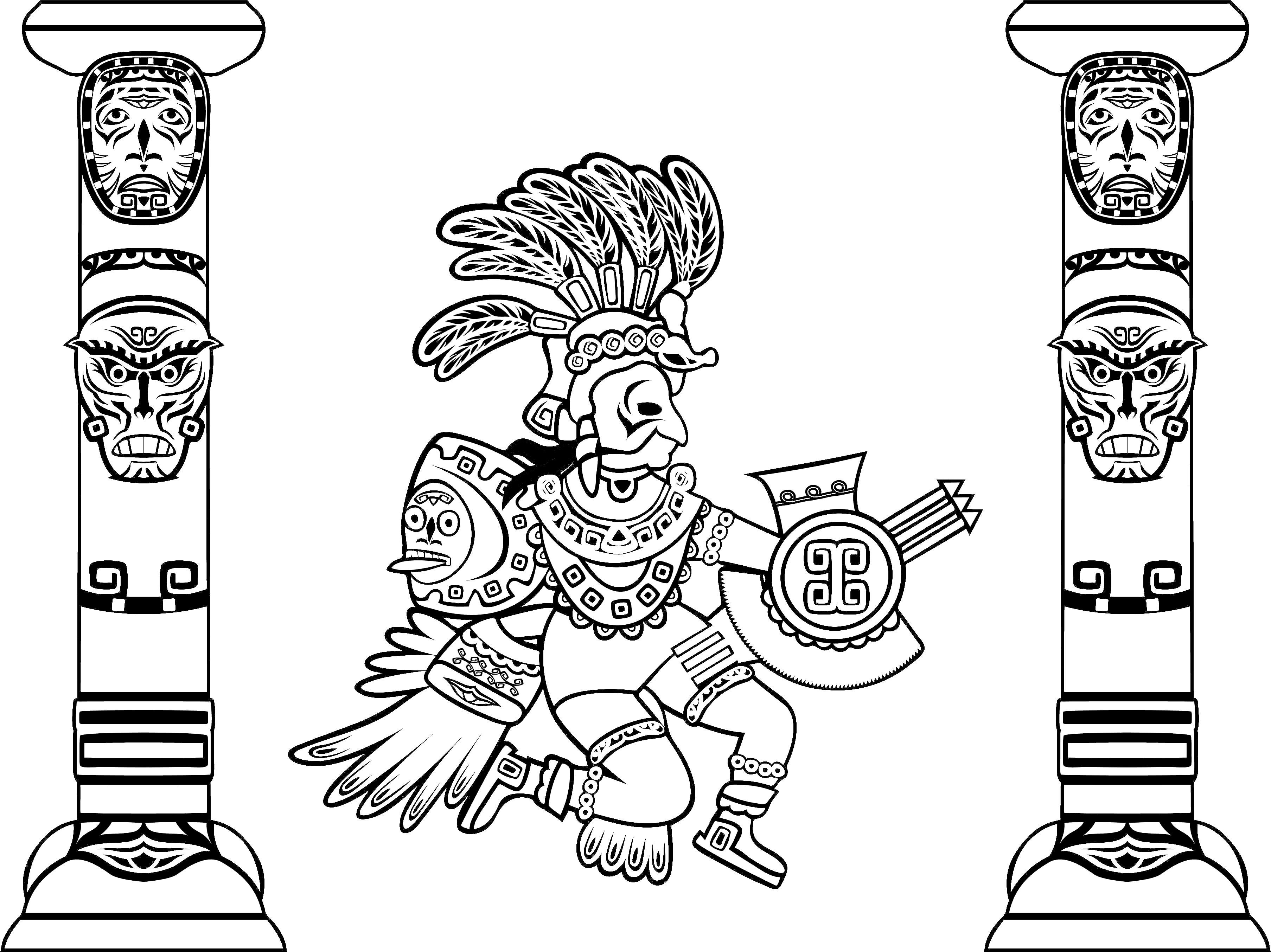 3614x2708 Free Coloring Page Coloring Adult Quetzalcoatl And Totems