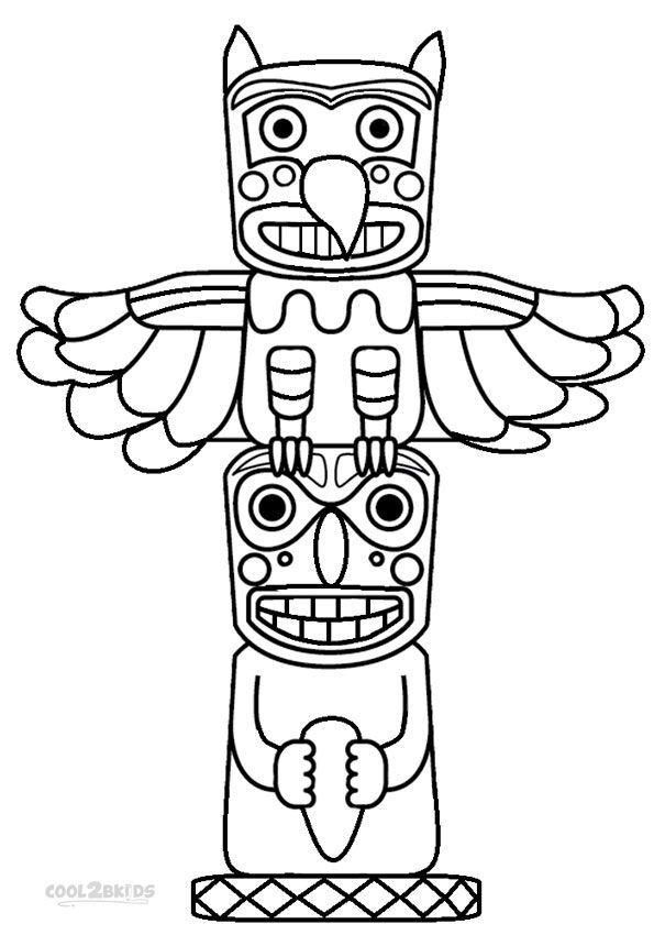 Totem Pole Coloring Pages Printable 595x850 Totem Pole Coloring Pages Printable