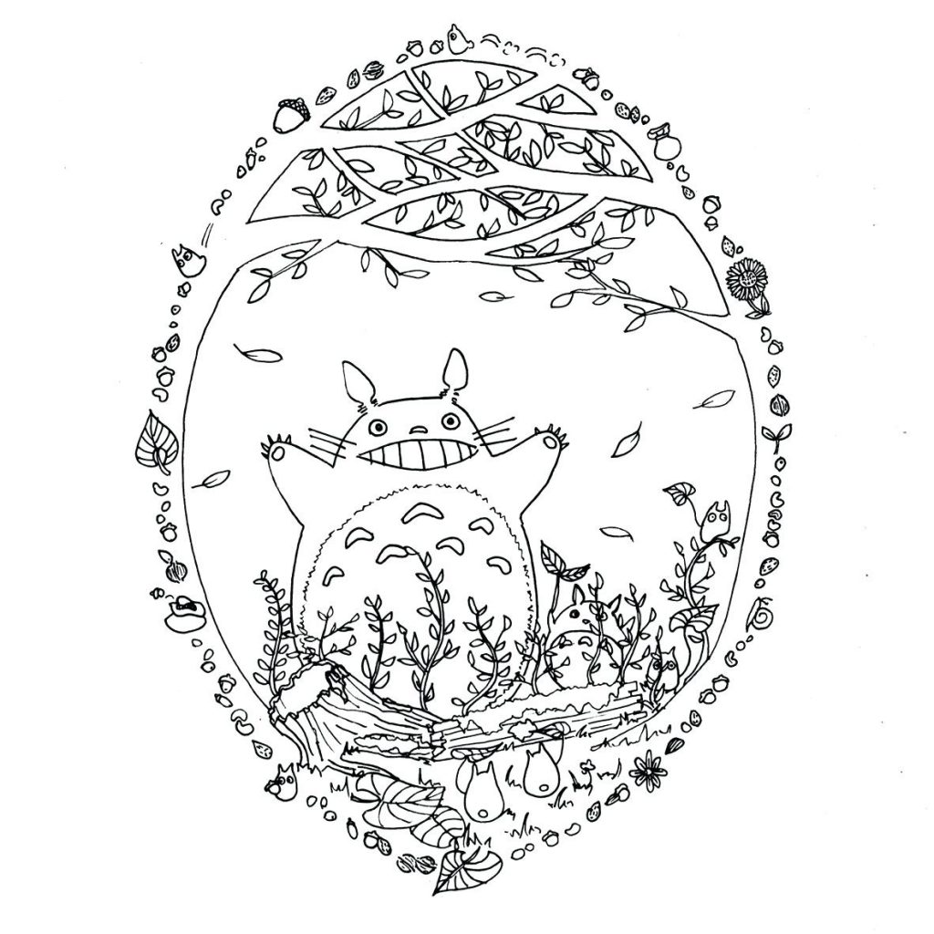 1024x1024 Totoro Coloring Pages 9