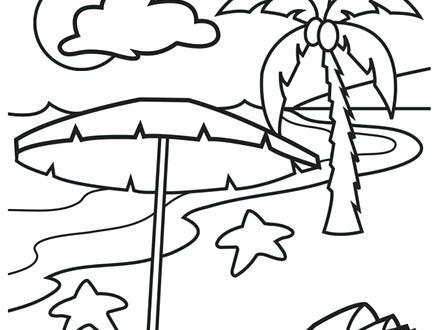 440x330 Beach Coloring Pages Bucket And Shovel On The Beach Coloring Pages
