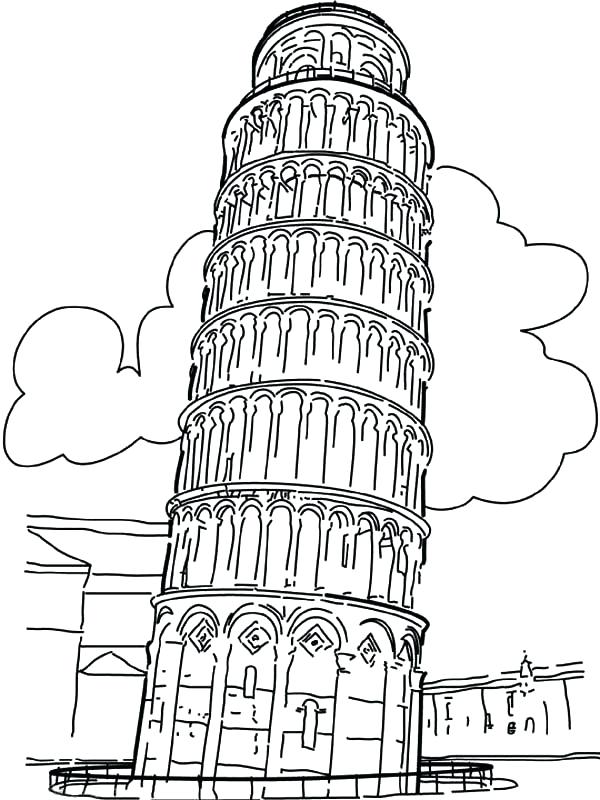600x800 Leaning Tower Of Pisa Coloring Page Leaning Tower Of Coloring