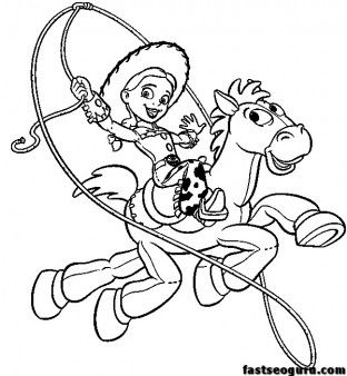 Toy Story 3 Jessie And Bullseye Print Coloring Pages 312x338 Toy Story 3 Jessie And Bullseye Print Coloring Pages
