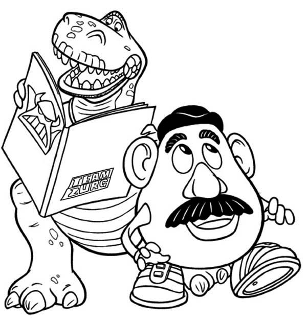 Rex And Mr Potato Head In Toy Story Coloring Page 600x632 Rex And Mr Potato Head In Toy Story Coloring Page