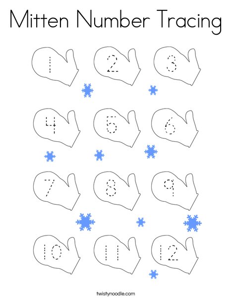 Mitten Number Tracing Coloring Page 468x605 Mitten Number Tracing Coloring Page