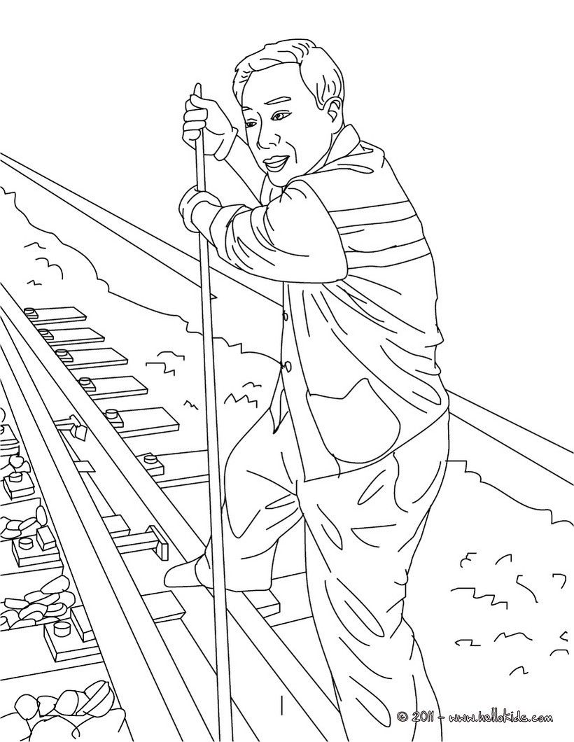 820x1060 Go Green And Color Online This Rail Switchman Coloring Page