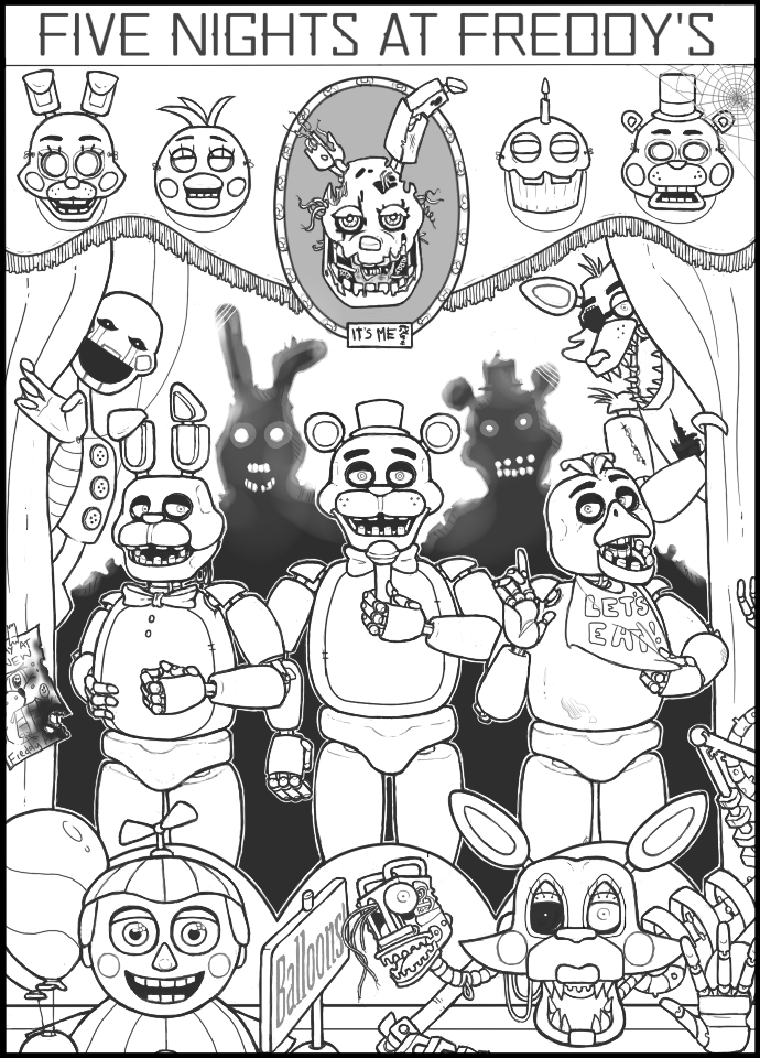 690x960 Bad Thoughts And Good Vibrations Fnaf Coloring Page For My