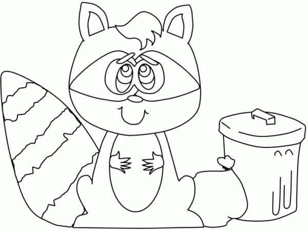 600x450 Raccoon And Trash Can Coloring Page