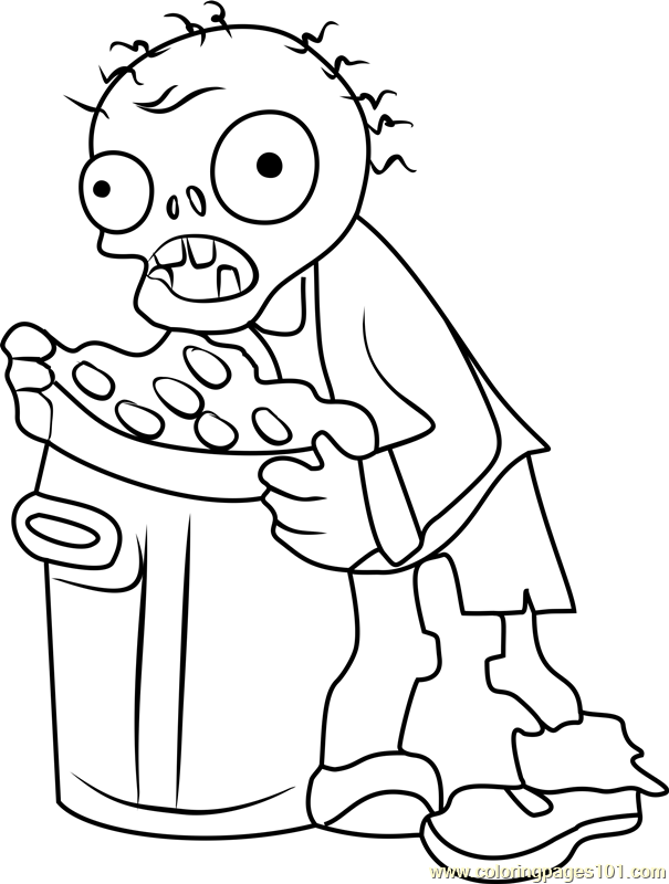 605x800 Trash Can Zombie Coloring Page