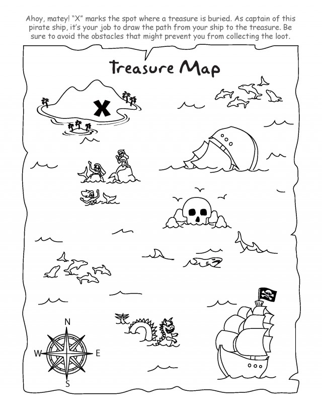 640x828 Treasure Map Coloring Pages To Download And Print For Free
