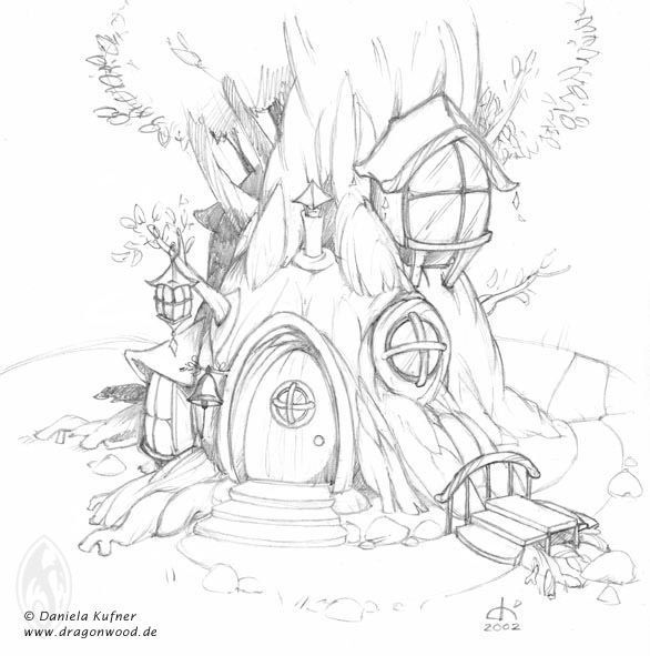 586x591 Fairy Tree House Coloring Pages Google Search Fairy Tree