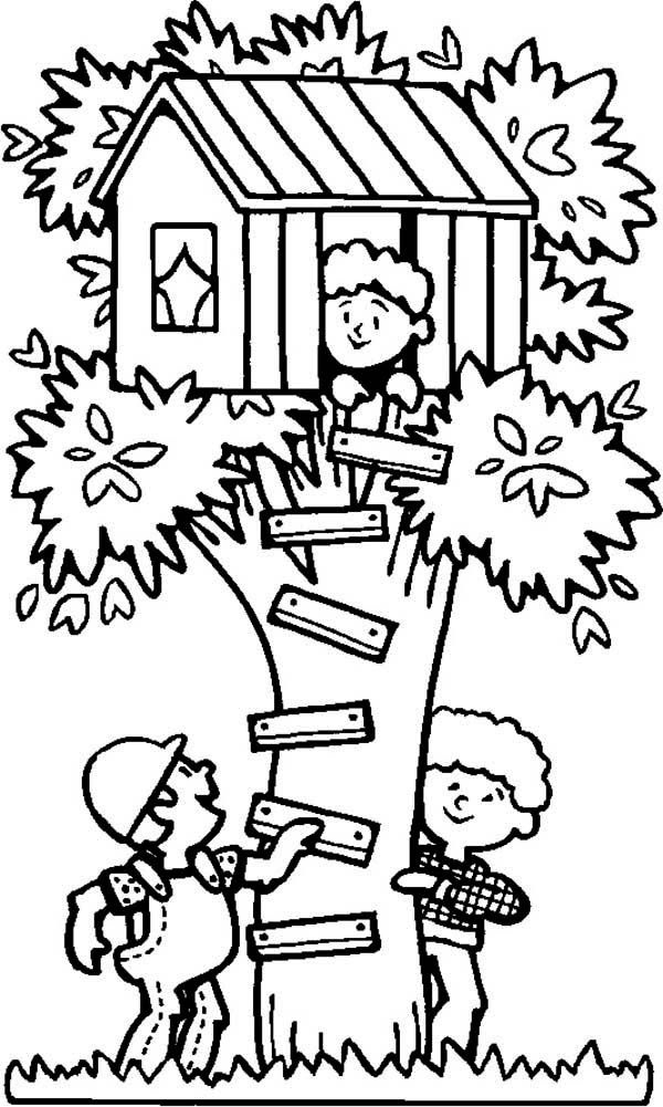600x1001 Spending Summertime In Tree House Coloring Page