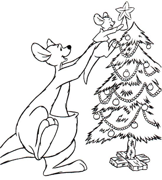 Kangaroo Decorating Christmas Tree Coloring Page Tree 550x610 Kangaroo Decorating Christmas Tree Coloring Page Tree