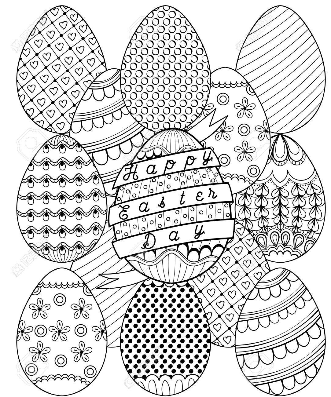 1083x1300 51454979 Hand Drawn Artistic Easter Eggs Pattern For Adult