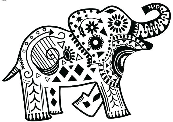 570x403 Drawn Elephant Tribal Print Many Interesting Cliparts