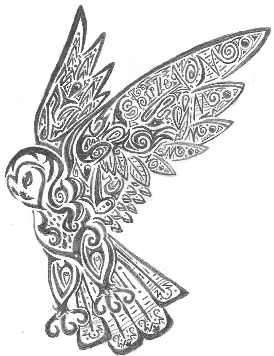 900x1169 Tribal Owl By Crimsonbluewolfjpg, Tribal Elephant Coloring Pages