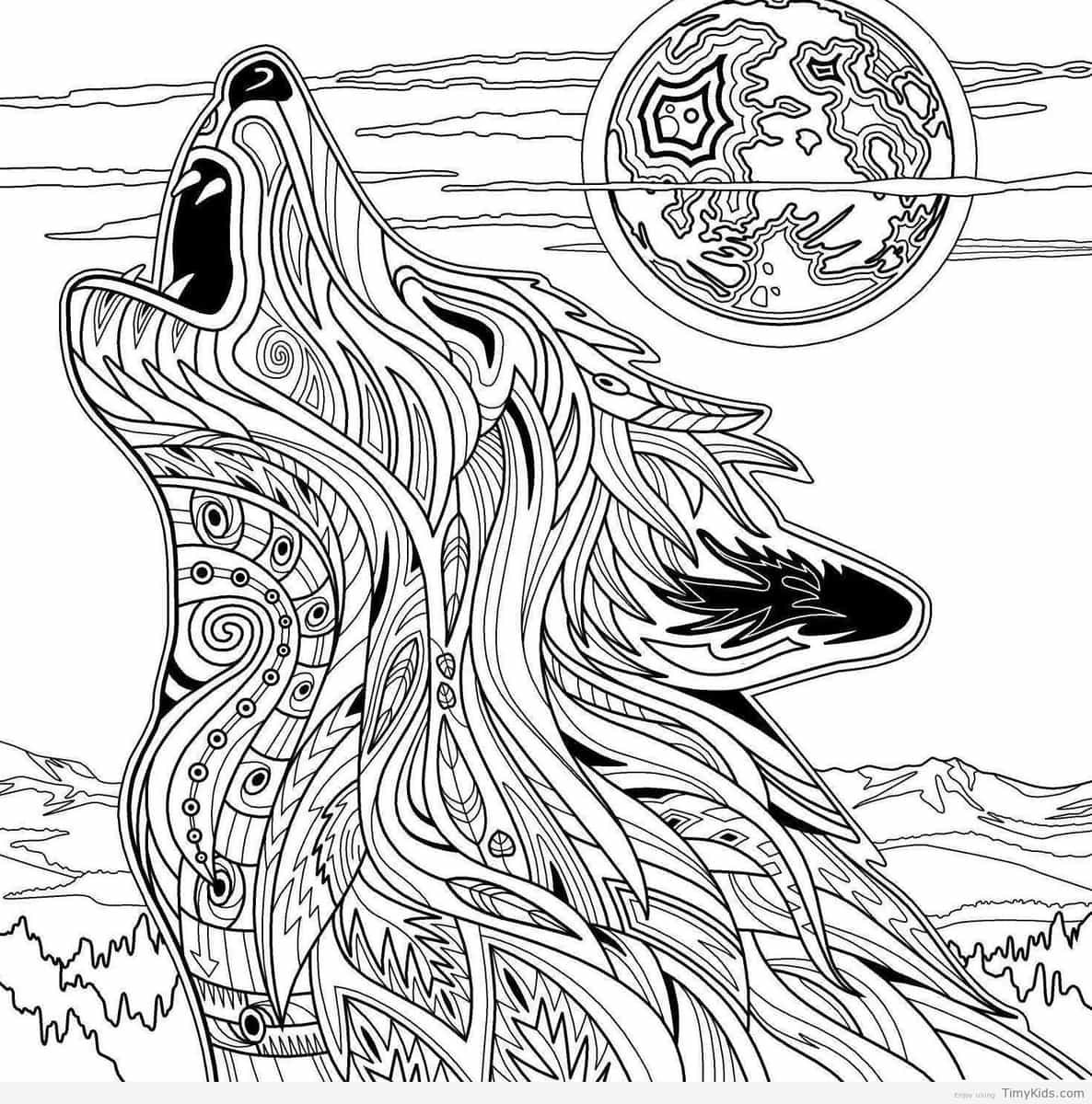 Tribal Wolf Coloring Pages 9