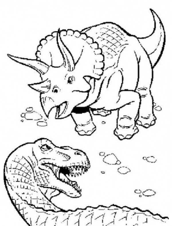T Rex Fighting With Triceratops Coloring Page Color Luna 600x789 T Rex Fighting With Triceratops Coloring Page Color Luna
