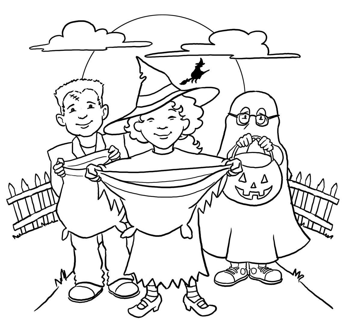 Trick Or Treat Coloring Pages, Halloween Trick Treating Printables 1147x1103 Trick Or Treat Coloring Pages, Halloween Trick Treating Printables
